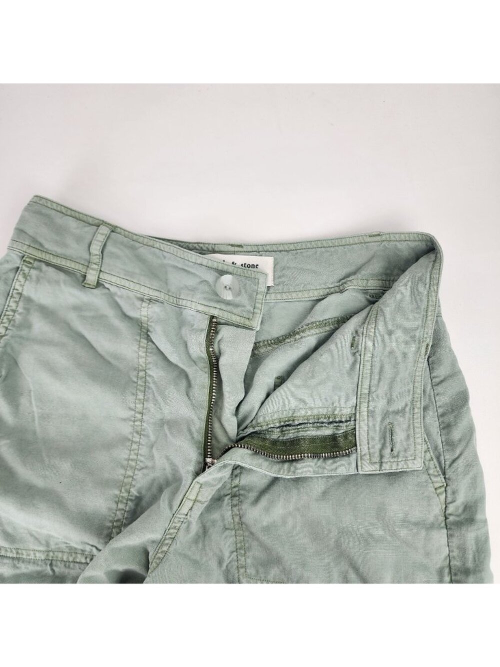 Anthropologie Cloth & Stone Tencel High Rise Moss Green Cuffed Shorts XS X-Small - Picture 10 of 10